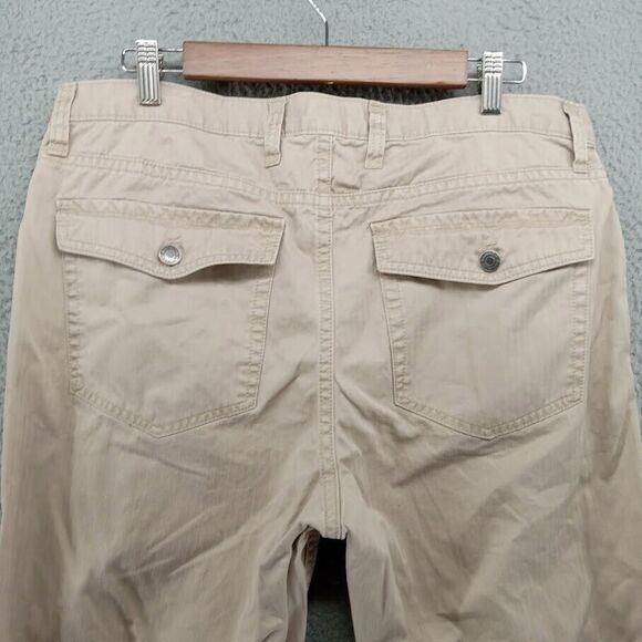 Banana Republic Pants Mens 36x30 Beige Khaki Herringbone Stripe Pattern Flaps - Picture 8 of 10